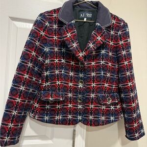 Armani Jeans Red and Blue Plaid Jacket